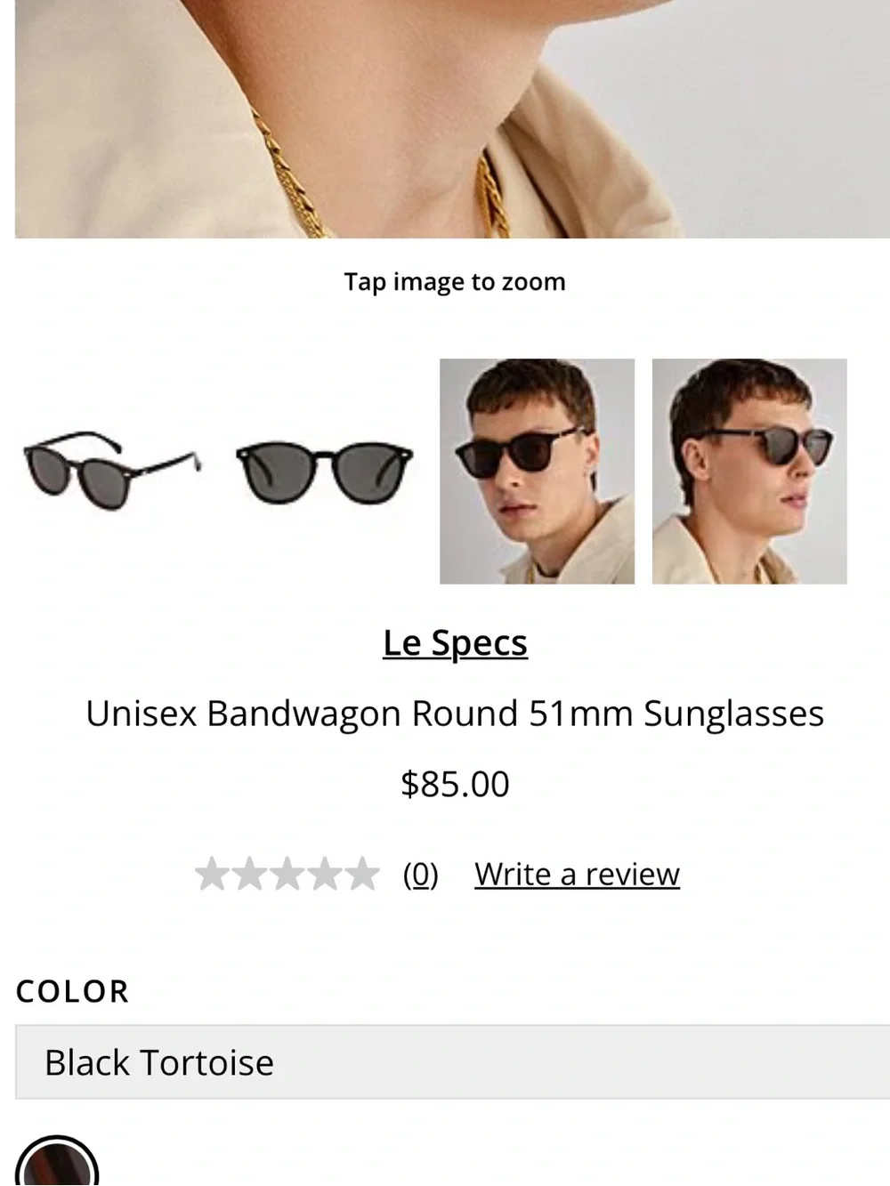 Le Specs bandwagon black tortoise shell round sunglasses
